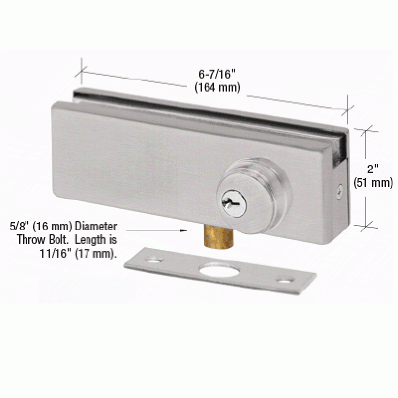 CRL Brushed Stainless AMR Series Patch Lock AMR205BS 