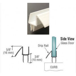 BBP990WS95W 95" Pieces White Co-Extruded Bottom Wipes with Drip Rail for 3/8" Glass