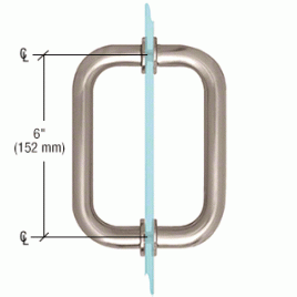 D6BN Brushed Nickel 6" Tubular Back-to-Back Pull Handle With Washers - BM6X6BN PHR6X6BN Series
