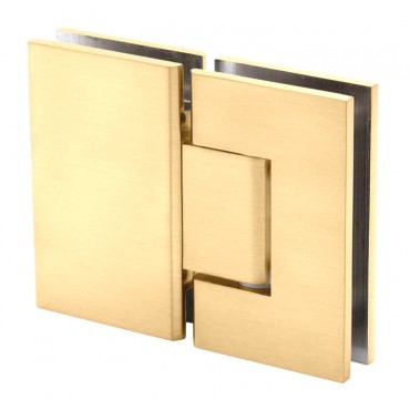 S180BR Polished Brass Square 180 Degree Glass-to-Glass Hinge - Geneva GEN180BR Series