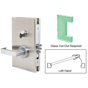 L6X10LSBS Brushed Stainless Storeroom 6" x 10" LH Center Lock with Deadlatch